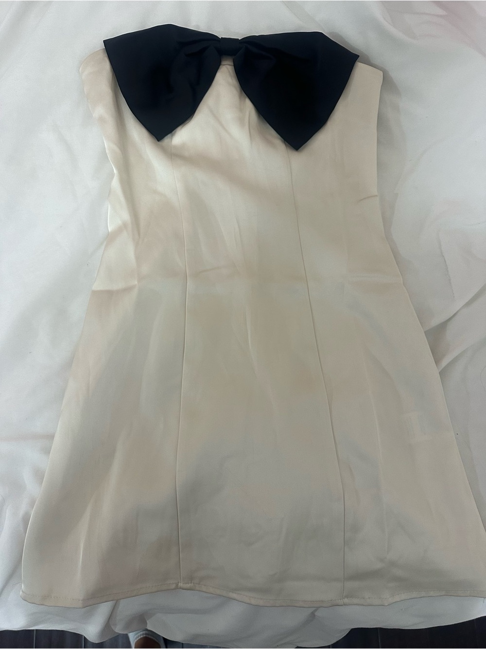 Princess Polly Cream Mini Dress with Black Bow